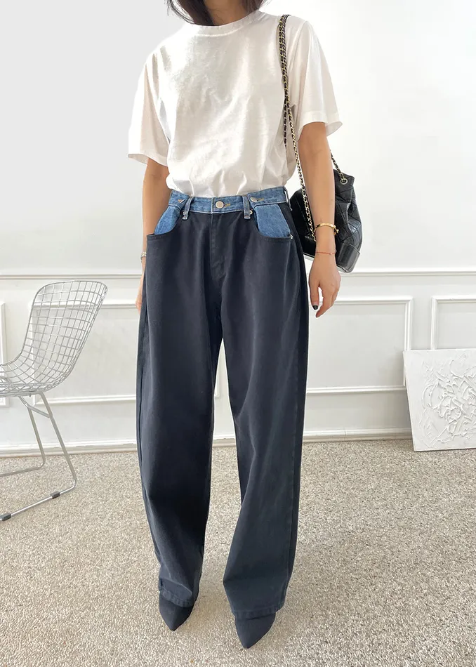 The Frankie Shop Bottoms Hayla Contrast Denim Pants 8211 BlackBlue 8211 Women The Frankie Shop Bottoms Hayla Contrast Denim Pants 8211 BlackBlue 8211 Women
