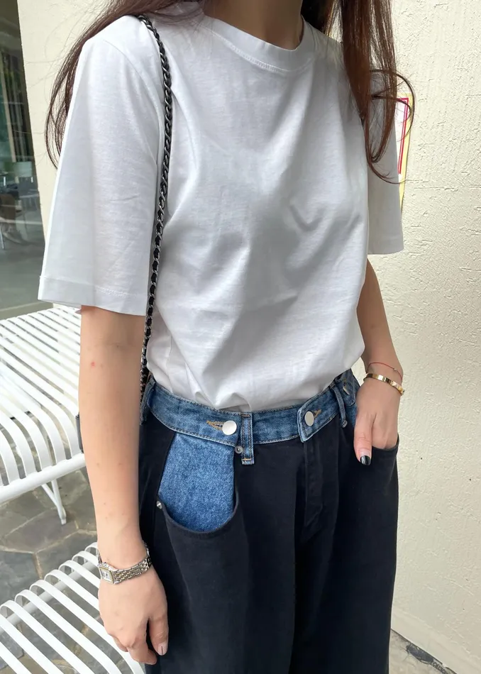 The Frankie Shop Bottoms Hayla Contrast Denim Pants 8211 BlackBlue 8211 Women