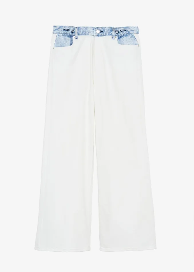 The Frankie Shop Bottoms Hayla Contrast Denim Pants 8211 Off WhiteBlue 8211 Women