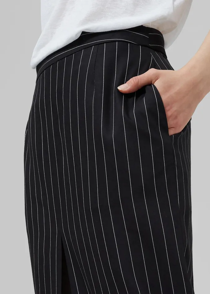 The Frankie Shop Bottoms Holland Midi Slit Skirt 8211 BlackWhite Pinstripe 8211 Women