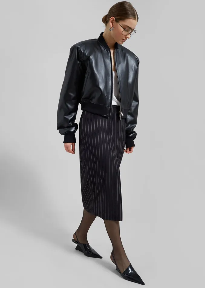 The Frankie Shop Bottoms Holland Midi Slit Skirt 8211 BlackWhite Pinstripe 8211 Women