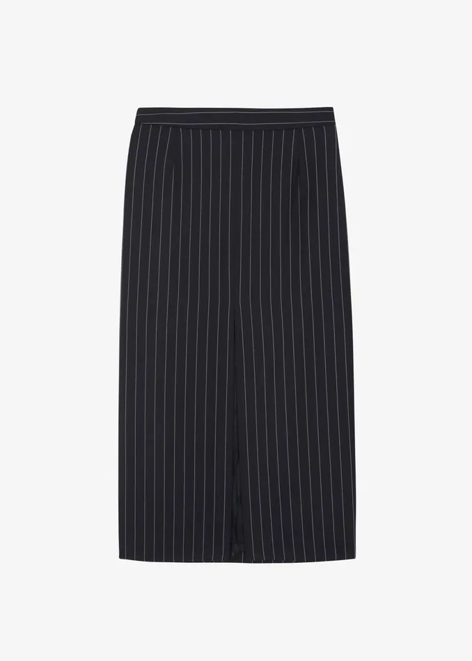 The Frankie Shop Bottoms Holland Midi Slit Skirt 8211 BlackWhite Pinstripe 8211 Women