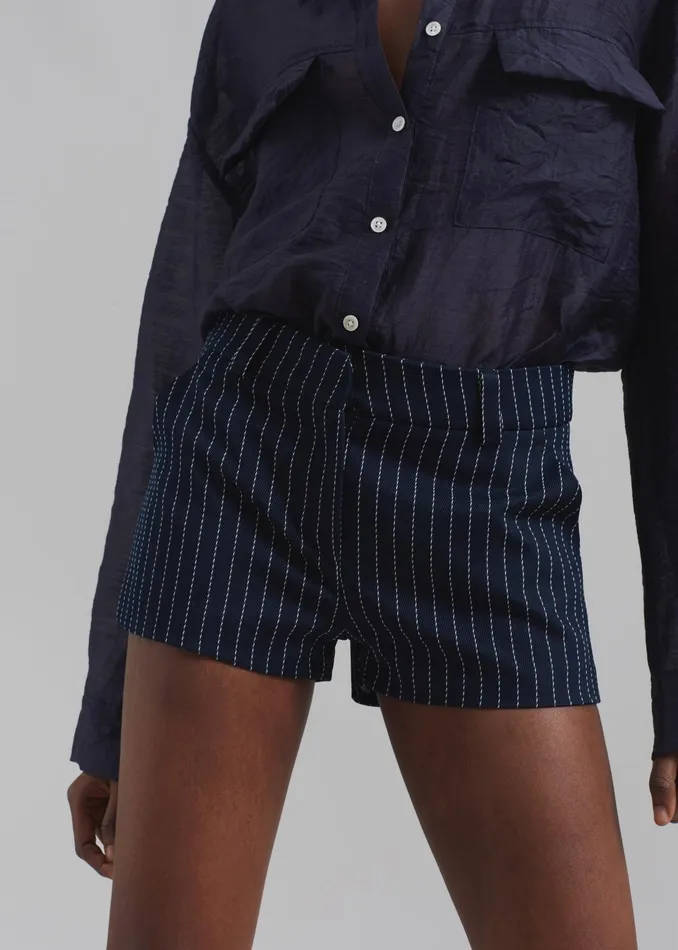 The Frankie Shop Bottoms Kate Twill Mini Shorts 8211 NavyWhite Pinstripe 8211 Women The Frankie Shop Bottoms Kate Twill Mini Shorts 8211 NavyWhite Pinstripe 8211 Women