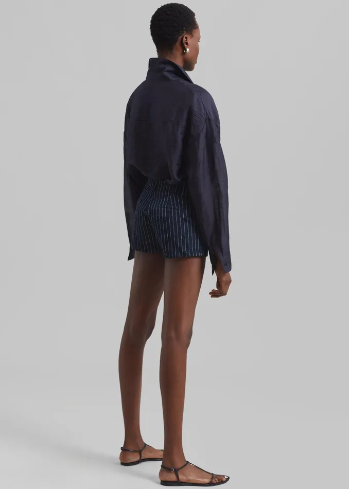 The Frankie Shop Bottoms Kate Twill Mini Shorts 8211 NavyWhite Pinstripe 8211 Women