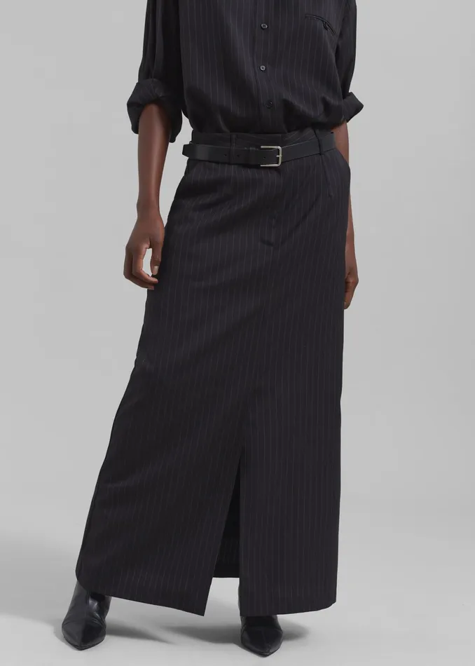 The Frankie Shop Bottoms Kerry Maxi Skirt 8211 Black Pinstripe 8211 Women