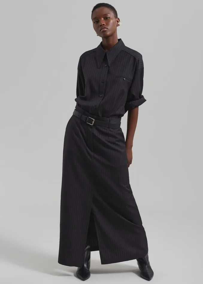 The Frankie Shop Bottoms Kerry Maxi Skirt 8211 Black Pinstripe 8211 Women