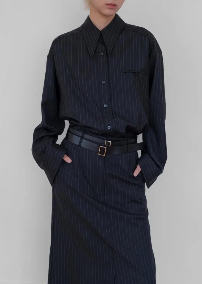 The Frankie Shop Bottoms Kerry Maxi Skirt 8211 Black Pinstripe 8211 Women