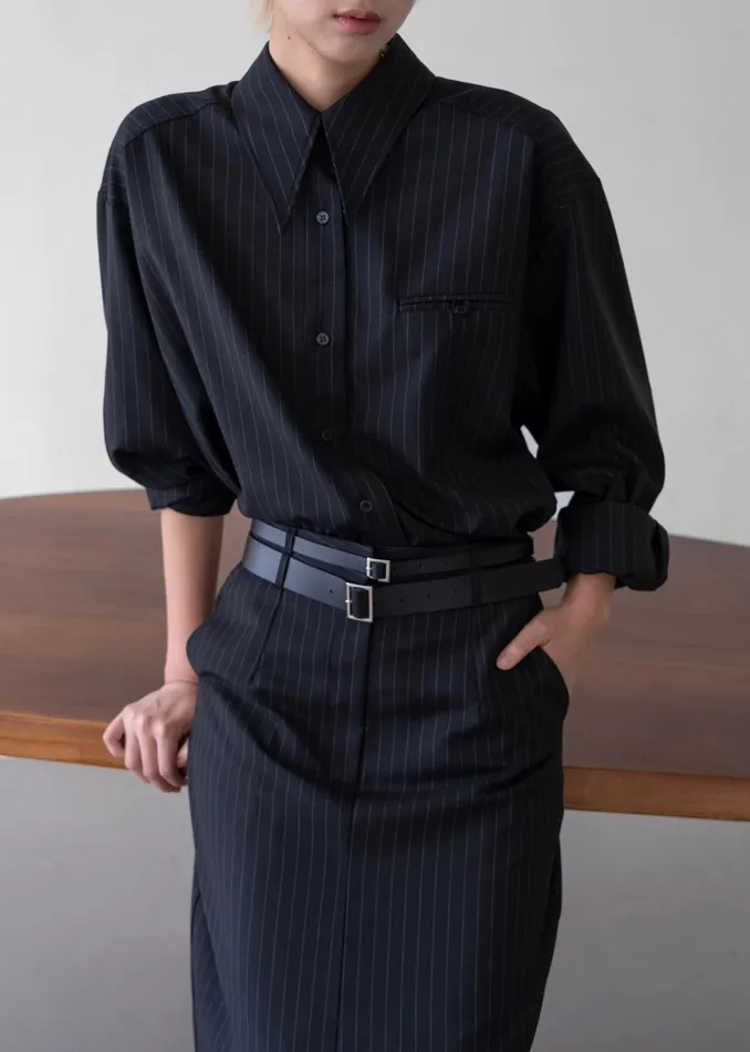 The Frankie Shop Bottoms Kerry Maxi Skirt 8211 Black Pinstripe 8211 Women