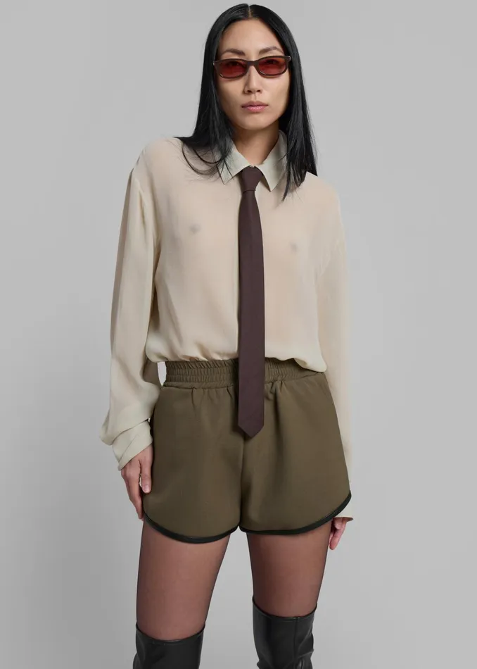 The Frankie Shop Bottoms Neri Mini Shorts 8211 Khaki 8211 Women