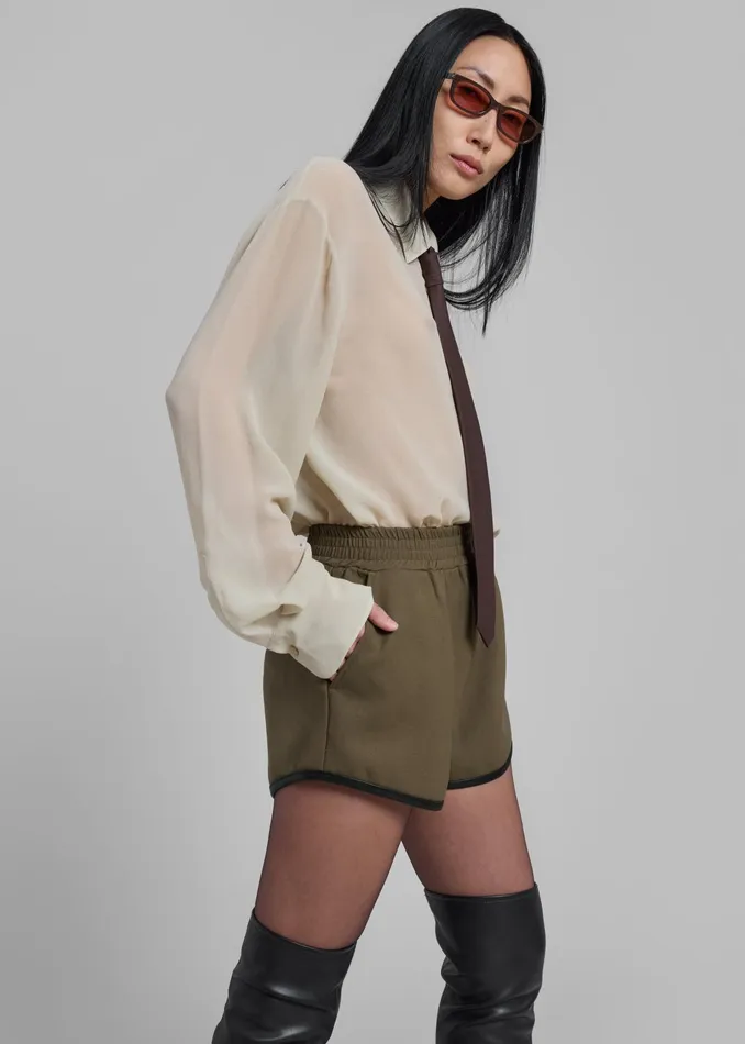 The Frankie Shop Bottoms Neri Mini Shorts 8211 Khaki 8211 Women