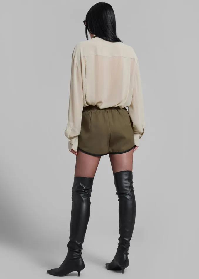 The Frankie Shop Bottoms Neri Mini Shorts 8211 Khaki 8211 Women