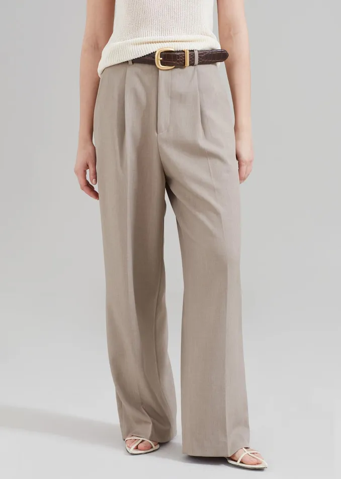 The Frankie Shop Bottoms Nessi Pintuck Trousers 8211 Taupe 8211 Women