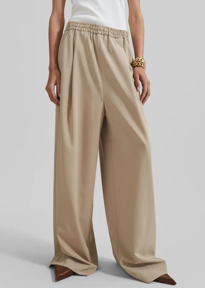 The Frankie Shop Bottoms Neva Wide Trousers 8211 Beige 8211 Women