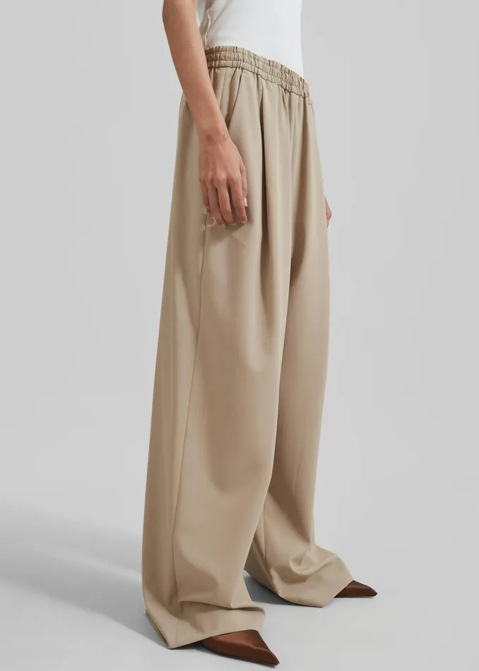 The Frankie Shop Bottoms Neva Wide Trousers 8211 Beige 8211 Women