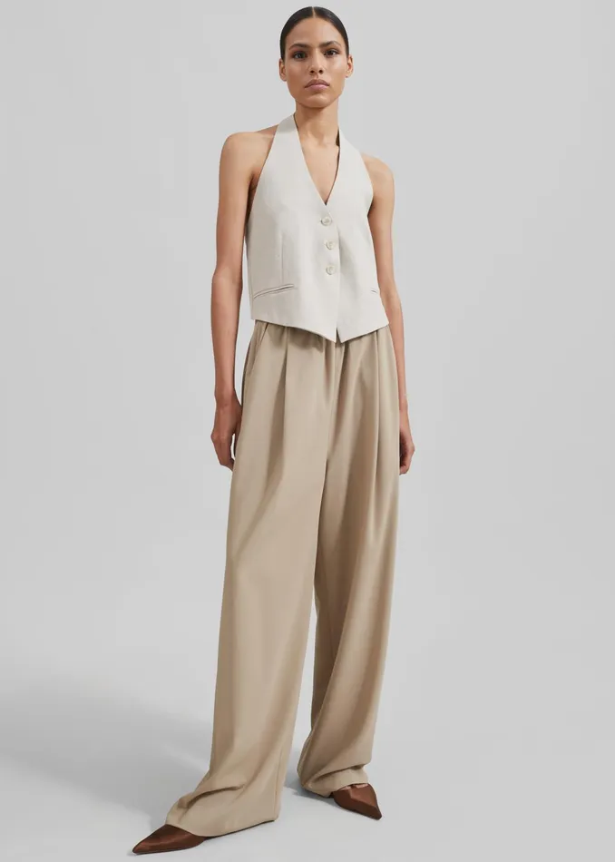 The Frankie Shop Bottoms Neva Wide Trousers 8211 Beige 8211 Women