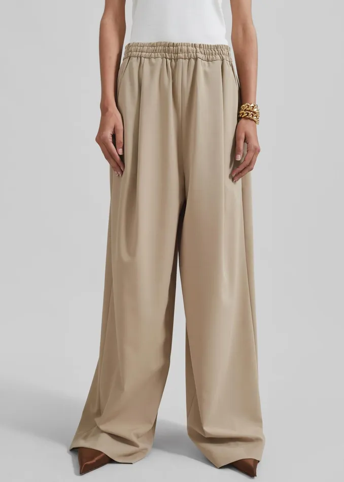 The Frankie Shop Bottoms Neva Wide Trousers 8211 Beige 8211 Women
