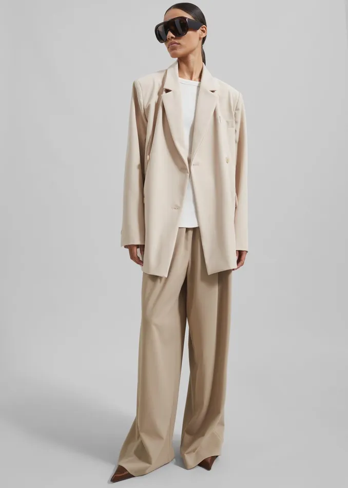 The Frankie Shop Bottoms Neva Wide Trousers 8211 Beige 8211 Women