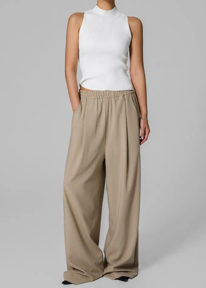 The Frankie Shop Bottoms Neva Wide Trousers 8211 Beige 8211 Women