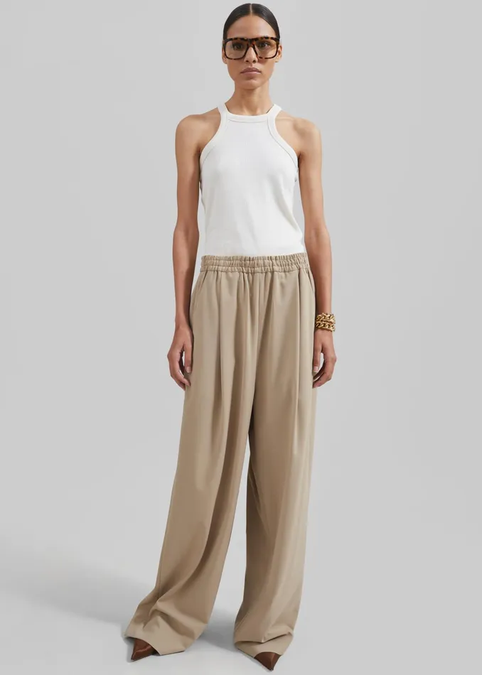 The Frankie Shop Bottoms Neva Wide Trousers 8211 Beige 8211 Women