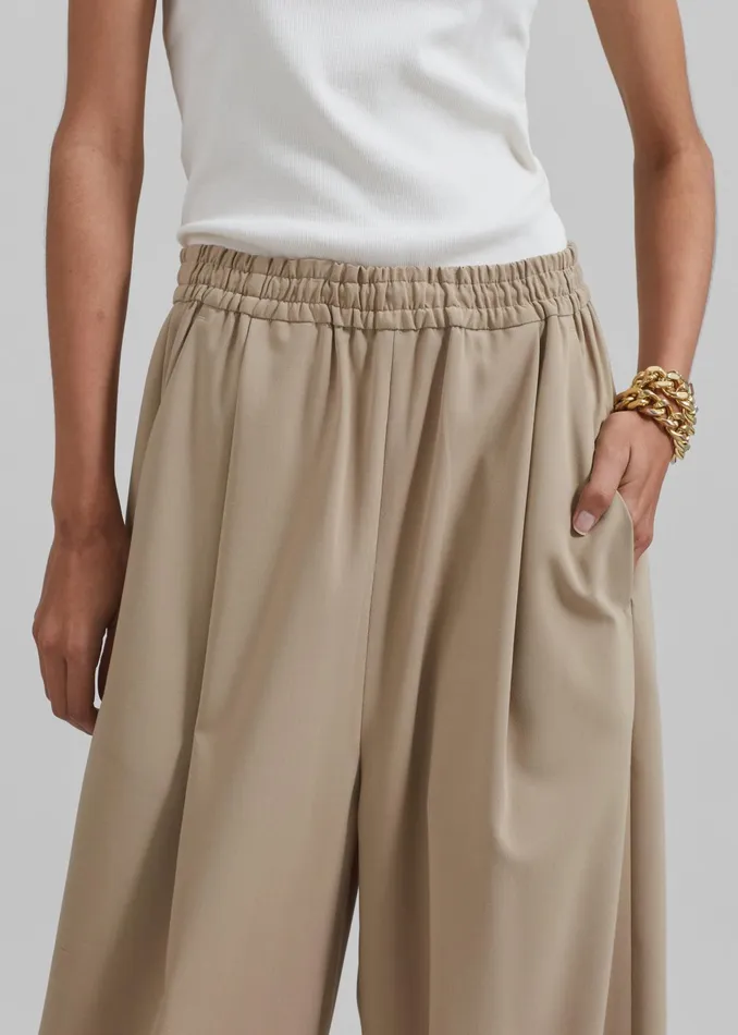 The Frankie Shop Bottoms Neva Wide Trousers 8211 Beige 8211 Women