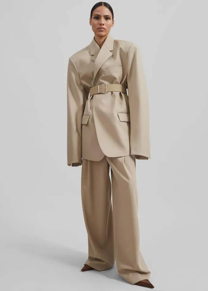 The Frankie Shop Bottoms Neva Wide Trousers 8211 Beige 8211 Women
