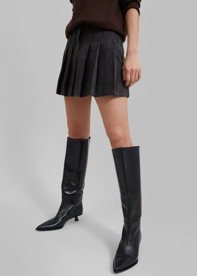 The Frankie Shop Bottoms Niamh Mini Pleated Skirt 8211 Charcoal 8211 Women