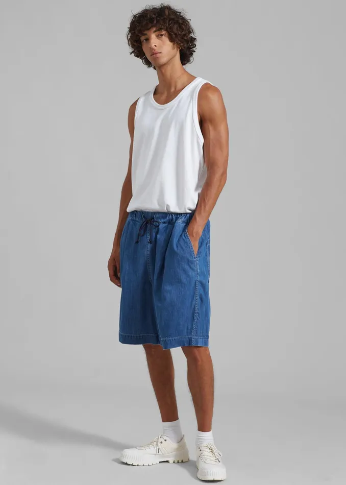 The Frankie Shop Bottoms Tanner Denim Shorts 8211 Medium Wash 8211 Men