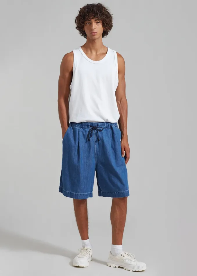 The Frankie Shop Bottoms Tanner Denim Shorts 8211 Medium Wash 8211 Men