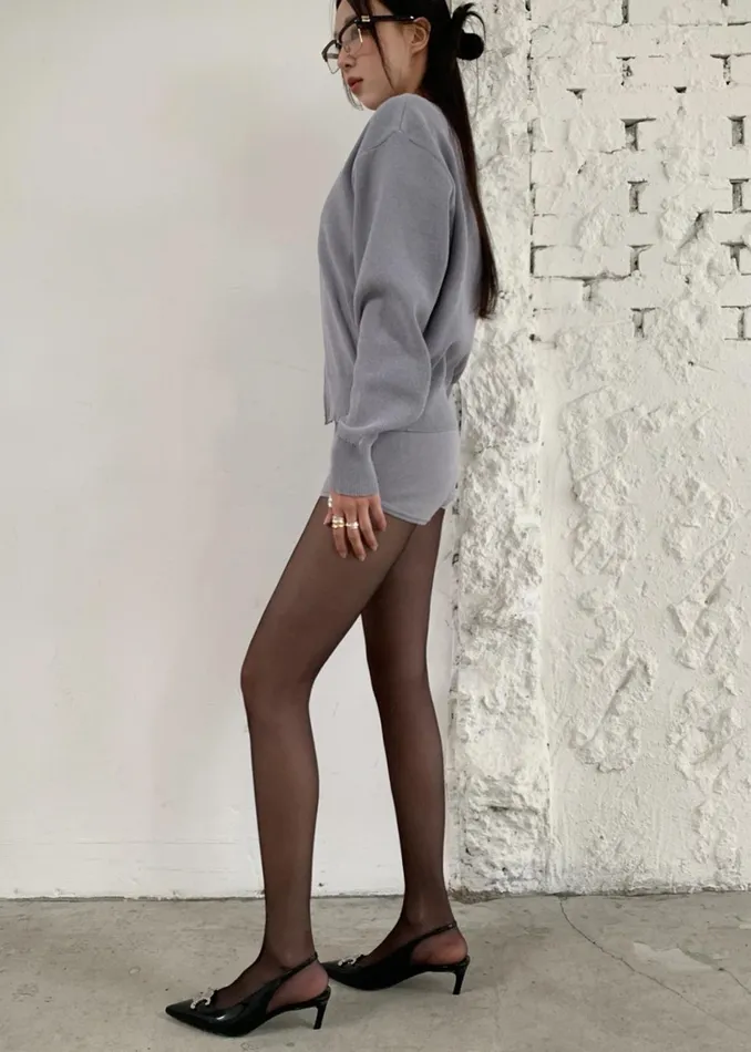 The Frankie Shop Bottoms Veronica Mini Knit Shorts 8211 Grey 8211 Women