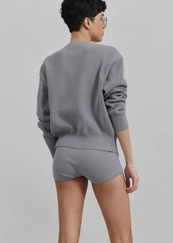 The Frankie Shop Bottoms Veronica Mini Knit Shorts 8211 Grey 8211 Women