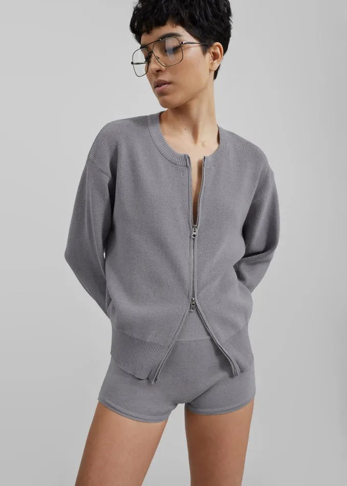 The Frankie Shop Bottoms Veronica Mini Knit Shorts 8211 Grey 8211 Women