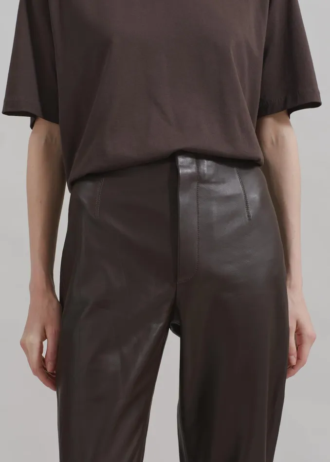 The Frankie Shop Bottoms Ziggy Long Leather Pants 8211 Brown 8211 Women