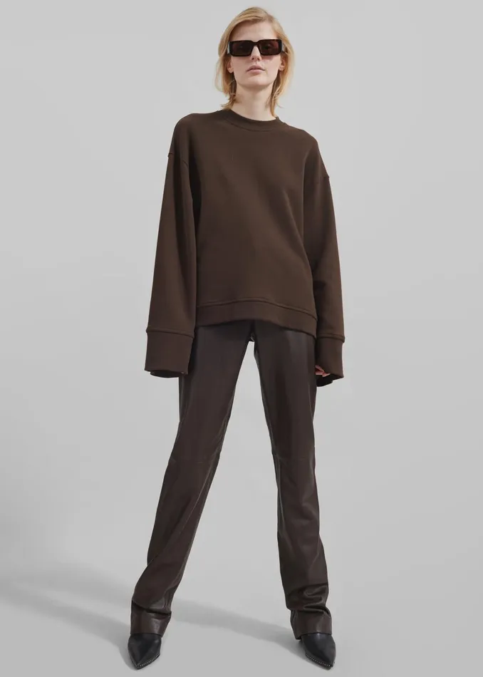 The Frankie Shop Bottoms Ziggy Long Leather Pants 8211 Brown 8211 Women