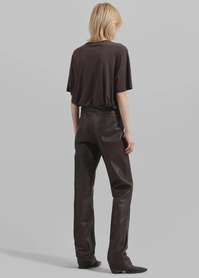 The Frankie Shop Bottoms Ziggy Long Leather Pants 8211 Brown 8211 Women