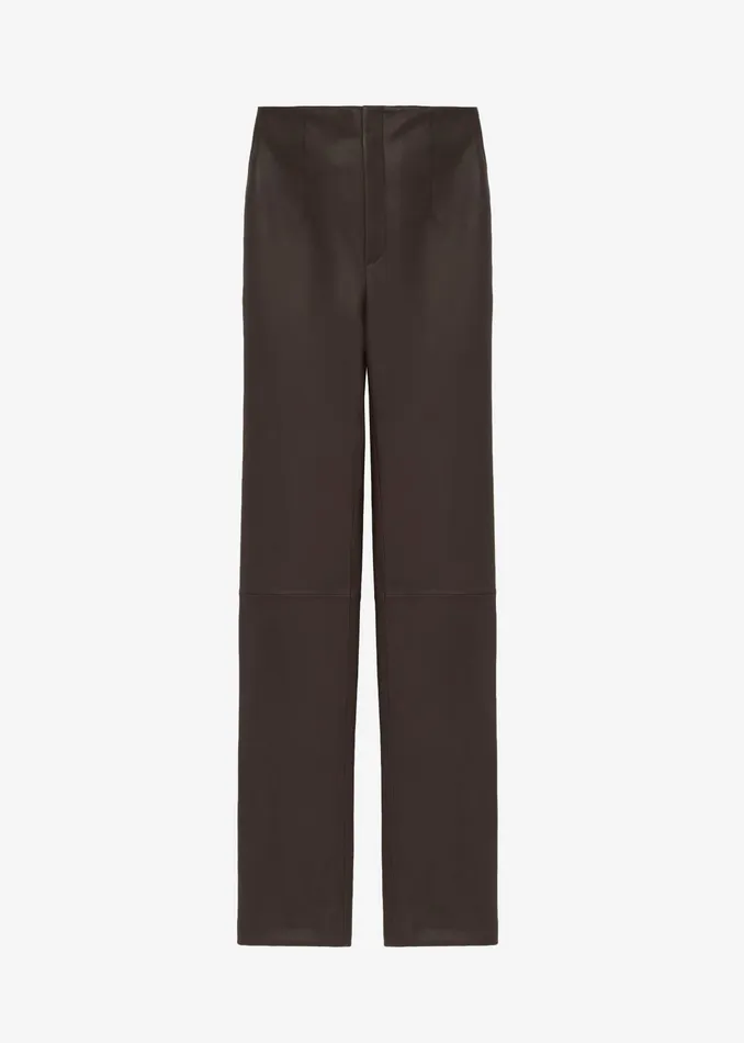 The Frankie Shop Bottoms Ziggy Long Leather Pants 8211 Brown 8211 Women