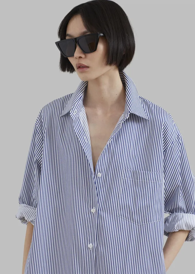 The Frankie Shop Dresses Cala Shirt Dress 8211 Navy Stripe 8211 Women
