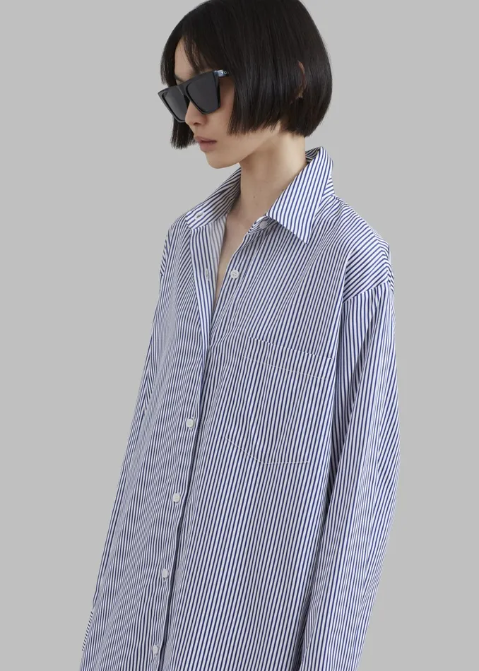 The Frankie Shop Dresses Cala Shirt Dress 8211 Navy Stripe 8211 Women