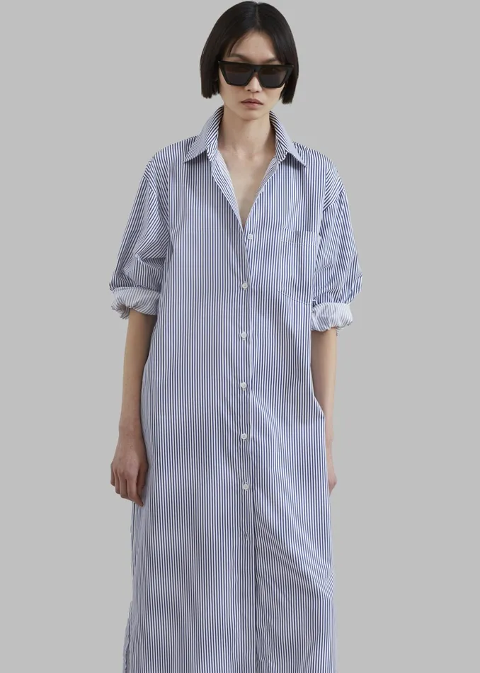 The Frankie Shop Dresses Cala Shirt Dress 8211 Navy Stripe 8211 Women