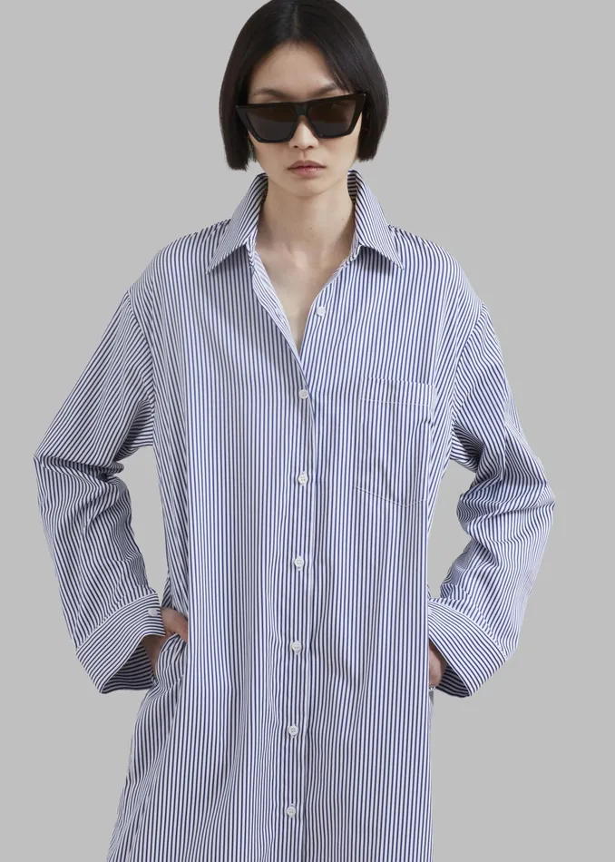 The Frankie Shop Dresses Cala Shirt Dress 8211 Navy Stripe 8211 Women