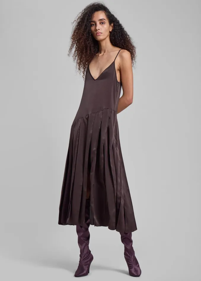 The Frankie Shop Dresses Jw Anderson Ribbon Hem Strap Dress 8211 Chocolate Brown 8211 Women