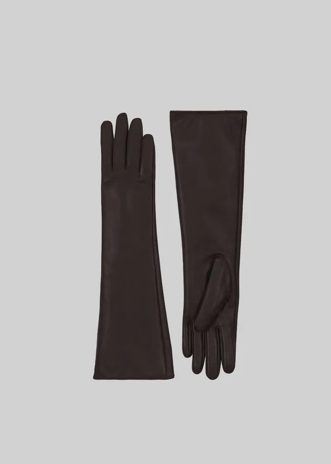 The Frankie Shop Jorna Long Leather Gloves 8211 Brown 8211 Women