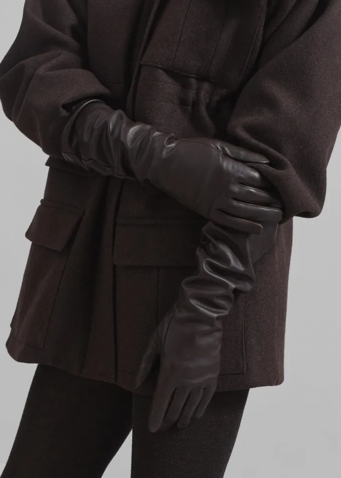 The Frankie Shop Jorna Long Leather Gloves 8211 Brown 8211 Women
