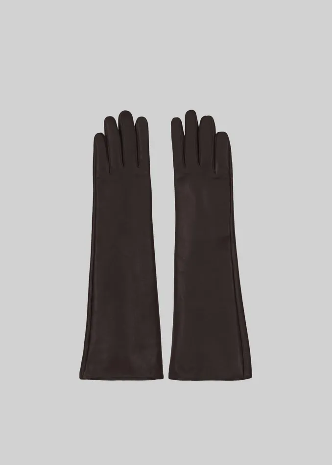 The Frankie Shop Jorna Long Leather Gloves 8211 Brown 8211 Women