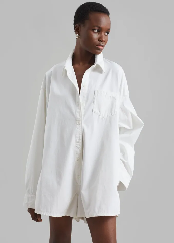 The Frankie Shop Jumpsuits Wren Denim Romper 8211 White 8211 Women