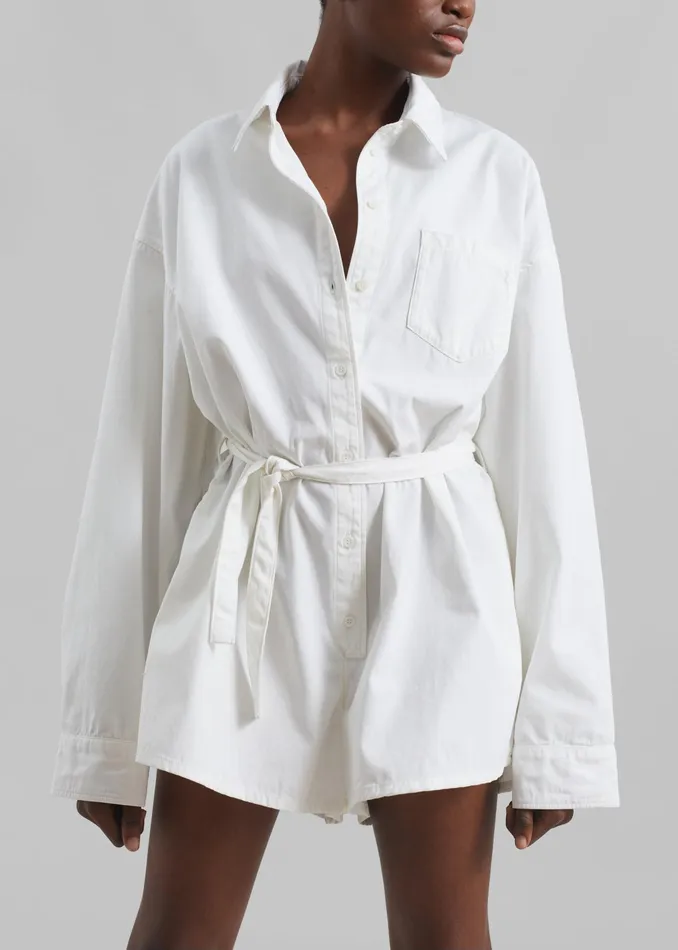 The Frankie Shop Jumpsuits Wren Denim Romper 8211 White 8211 Women