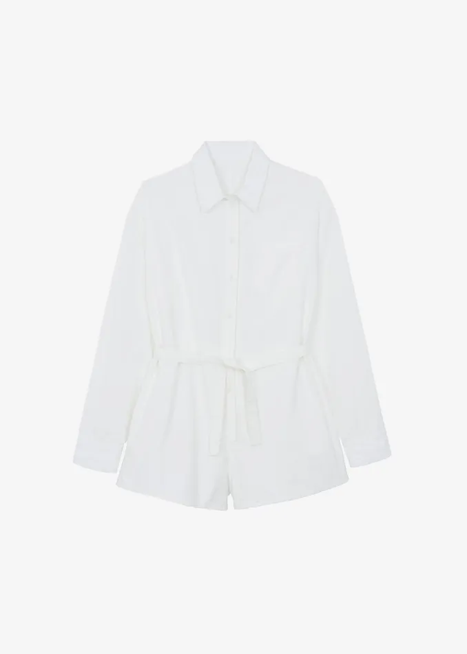 The Frankie Shop Jumpsuits Wren Denim Romper 8211 White 8211 Women