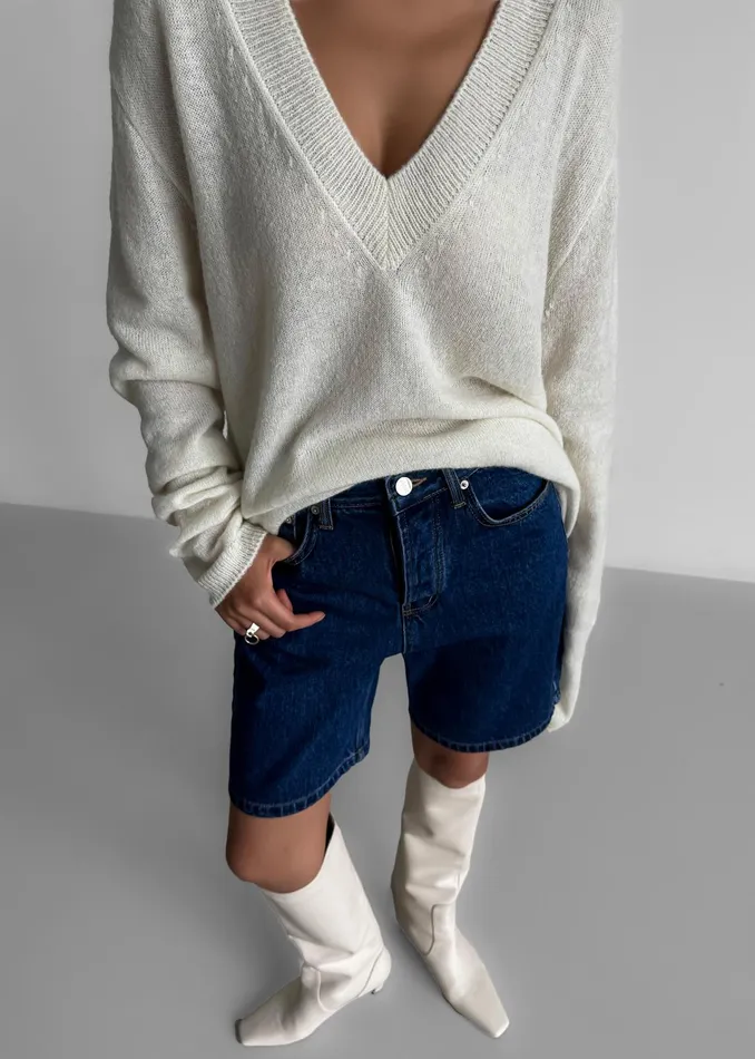 The Frankie Shop Knitwear Brayden V Neck Sweater 8211 Cream 8211 Women