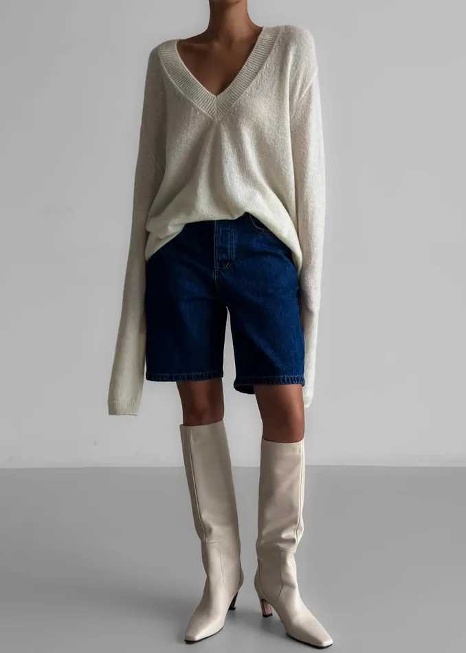 The Frankie Shop Knitwear Brayden V Neck Sweater 8211 Cream 8211 Women