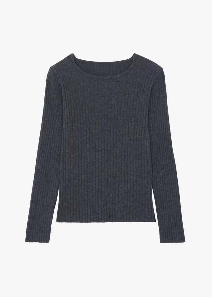 The Frankie Shop Knitwear Cora Ribbed Sweater 8211 Charcoal 8211 Women