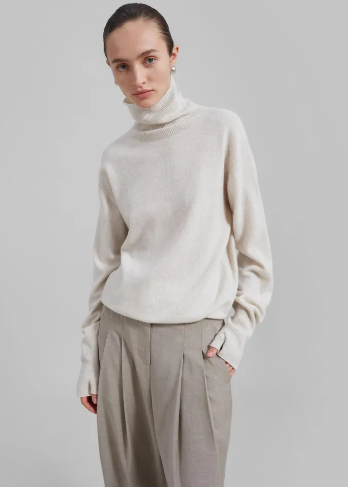 The Frankie Shop Knitwear Delia Wool Turtleneck 8211 Oat 8211 Women